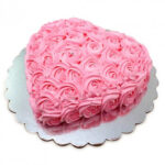 1 Kg Heart shape Flower Strawberry Cake 1599