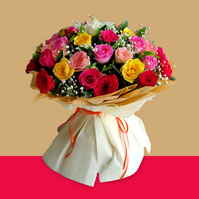 Colorful Bouquet of 30 Roses