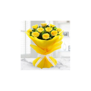 10 Yellow Roses Bouquet with Yellow Wrapping