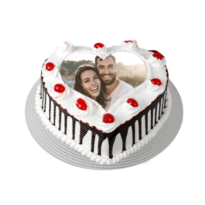 2 Kg Heart Shape Black Forest  Photo Cake