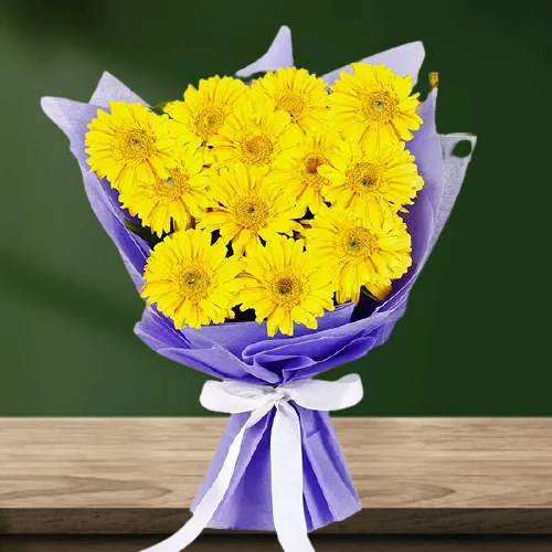 Bouquet of 12 Yellow Gerberas