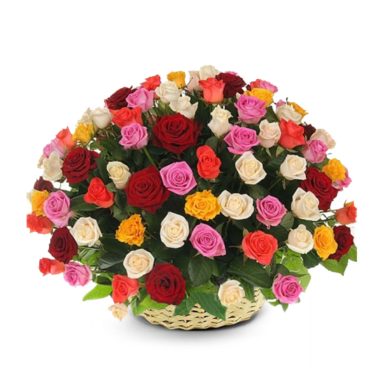 200 Mixed Beautiful Roses in Basket